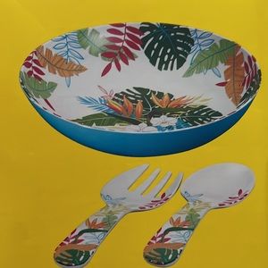 3 Piece Tropical Theme Melamine Serving Set NEW